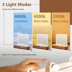 Makeup Mirror with 18 Dimmable LED Lights and Magnifying Mirror-White