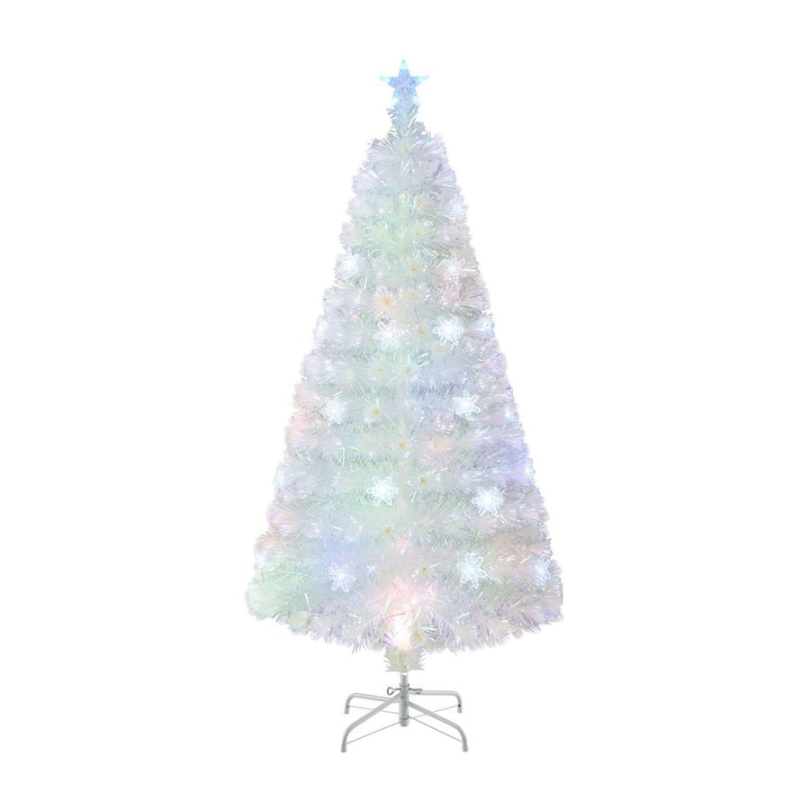 4/5/6 Feet Artificial Fiber Optic White Pre-lit Christmas Tree with Light-150 cm
