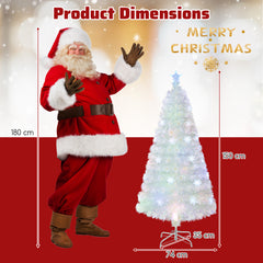 4/5/6 Feet Artificial Fiber Optic White Pre-lit Christmas Tree with Light-150 cm