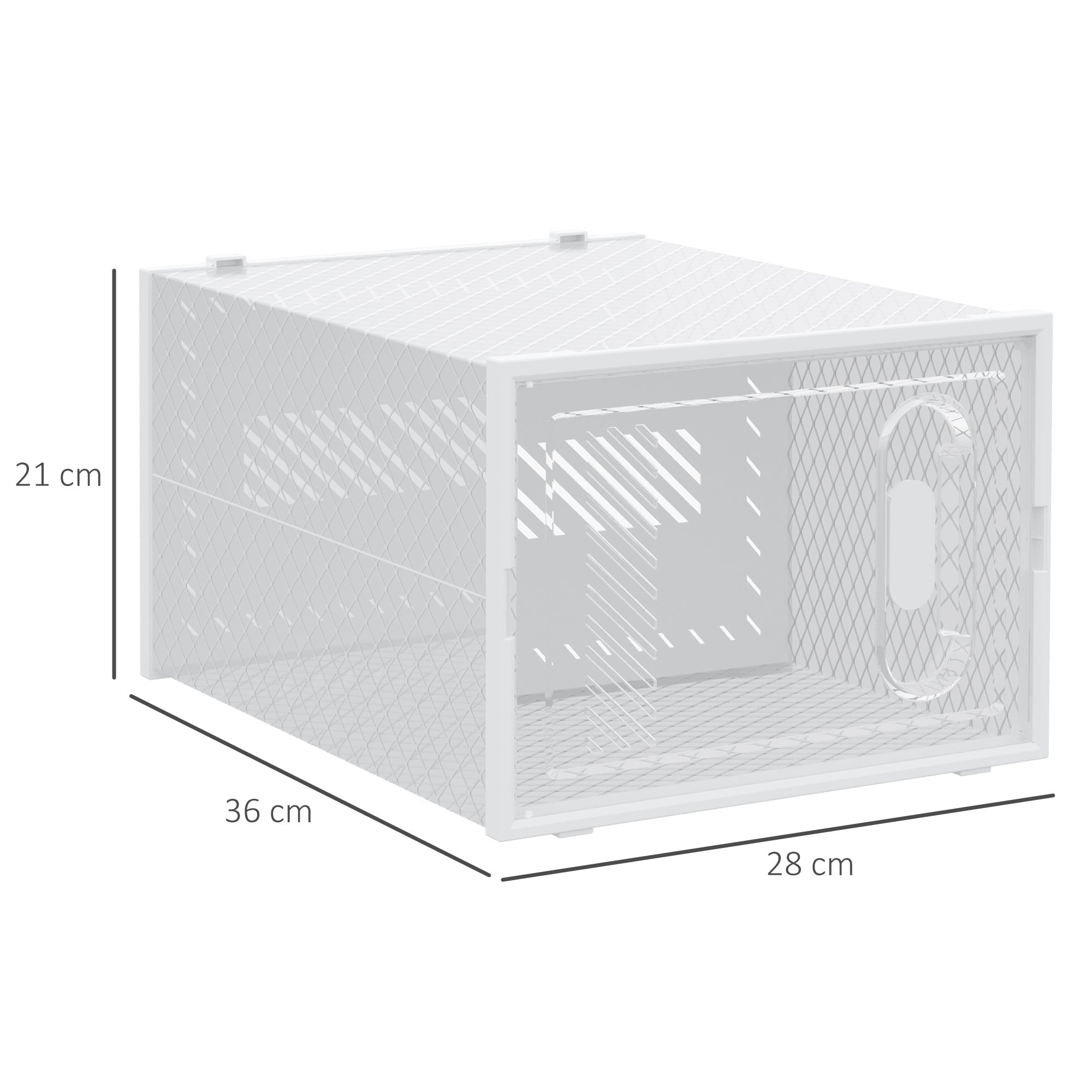 HOMCOM 8PCS Clear Shoe Box, Plastic Stackable Shoe Storage Box for UK/EU Size up to 12/46 with Magnetic Door for Women/Men, 28 x 36 x 21 cm