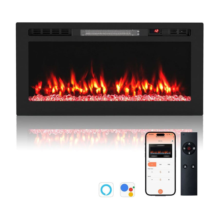 WiFi-Enabled Electric Fireplace Compatible with Alexa and Google Assistant-M