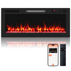 WiFi-Enabled Electric Fireplace Compatible with Alexa and Google Assistant-L