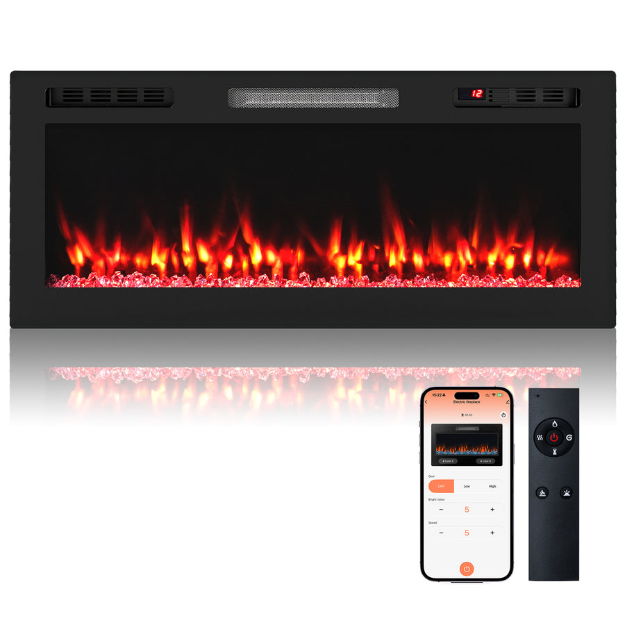 WiFi-Enabled Electric Fireplace Compatible with Alexa and Google Assistant-L