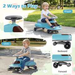 Wiggle Car with Under-seat Storage and LED Flashing Wheels-Blue
