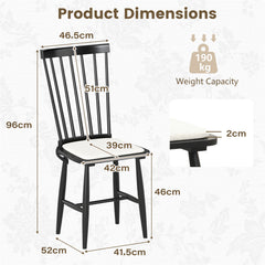 Windsor Dining Chair Set of 2 with Spindle Back for Kitchen and Restaurant-Black