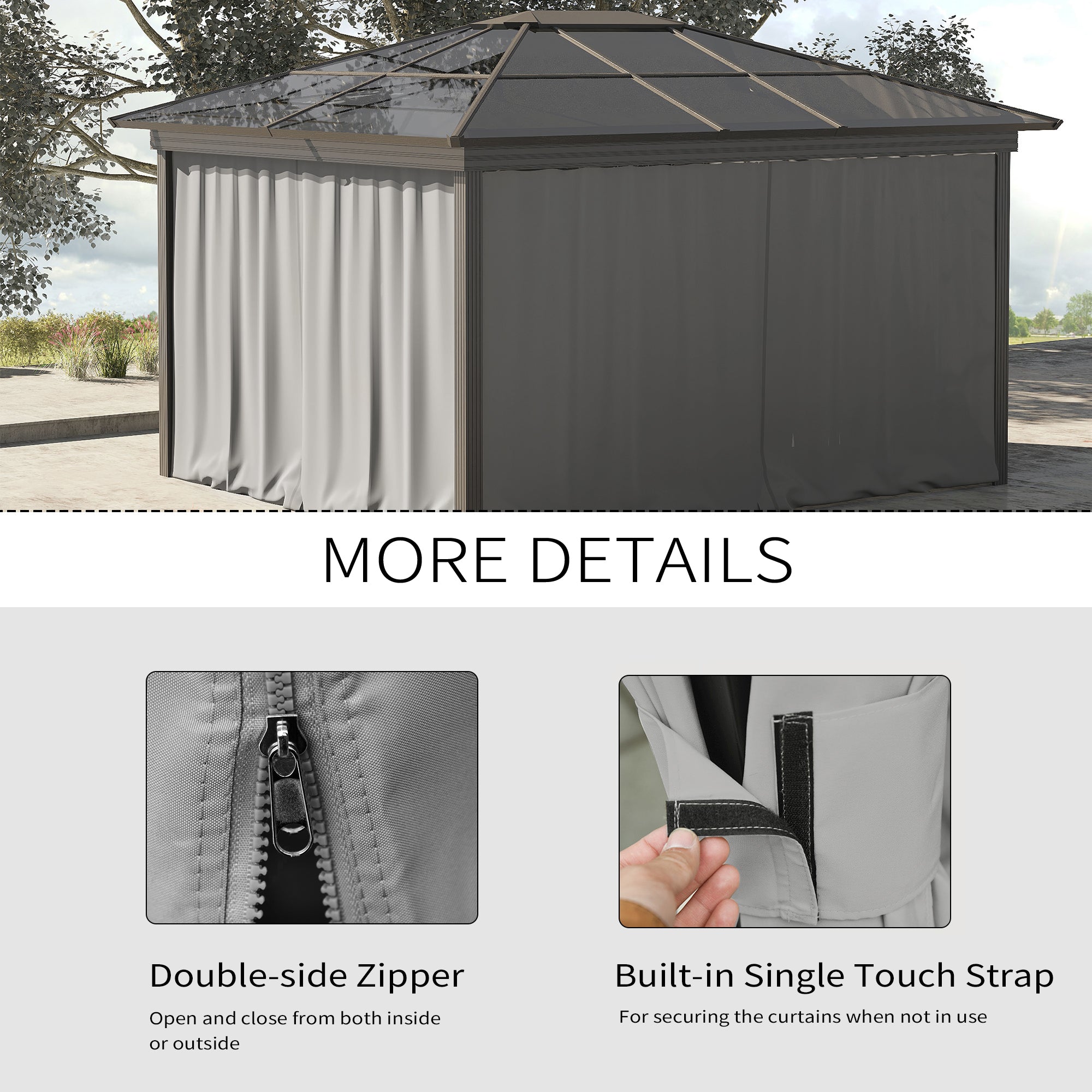 Outsunny Set of Four 3 x 3m Gazebo Replacement Walls - Light Grey