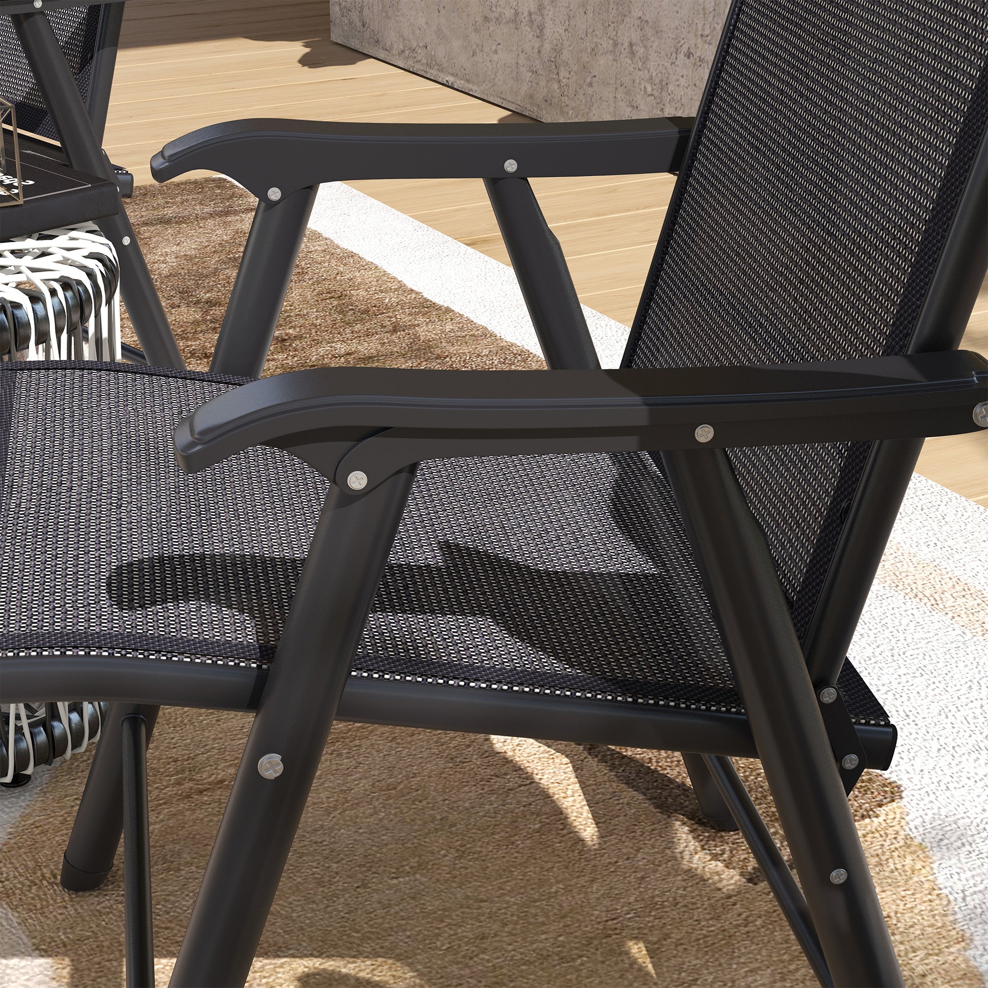 Outsunny Set of Two Folding Garden Chairs - Dark Grey