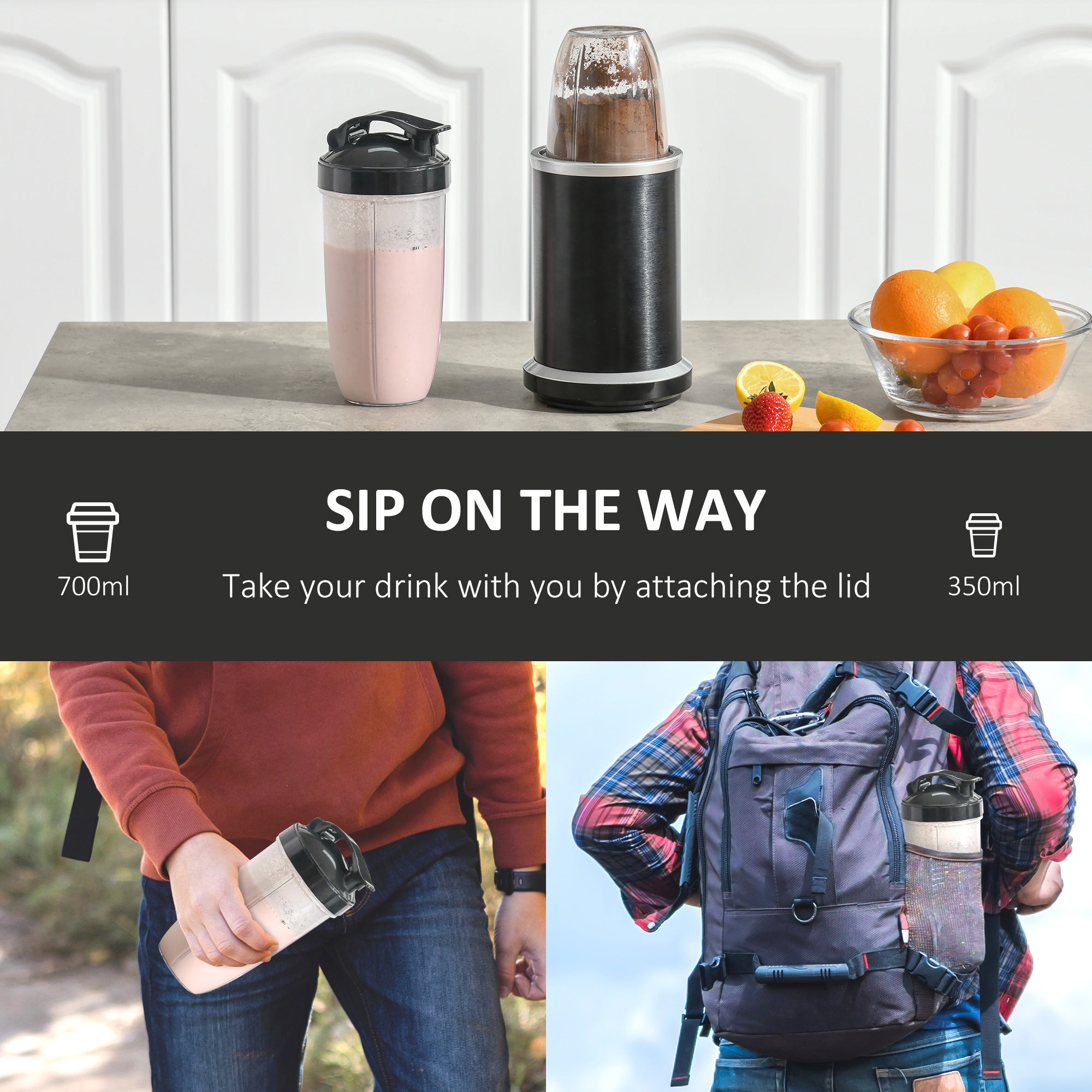 HOMCOM 1000W One-Speed Blender, with Accessories