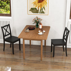 Wood Dining Chair Set of 2 with Rubber Wood Legs-Black