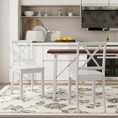 Wood Dining Chair Set of 2 with Rubber Wood Legs-White