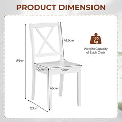 Wood Dining Chair Set of 2 with Rubber Wood Legs-White