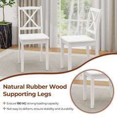 Wood Dining Chair Set of 2 with Rubber Wood Legs-White