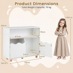 Wooden Bookshelf with 2 Anti-Toppling Devices and Top Surface Open Compartment-White