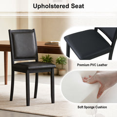 Wooden Dining Chair with Padded Seat and Backrest for Kitchen Dining Room-Black