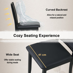 Wooden Dining Chair with Padded Seat and Backrest for Kitchen Dining Room-Black