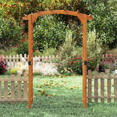 Wooden Garden Arch with Wide Top and Side Trellis for Climbing Plants-Orange