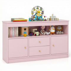 Wooden Kids Toy Children Bookshelf Storage Chest with Open Shelf-Pink