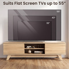 Wooden Media Console with 2 Sliding Doors for TVs-Natural