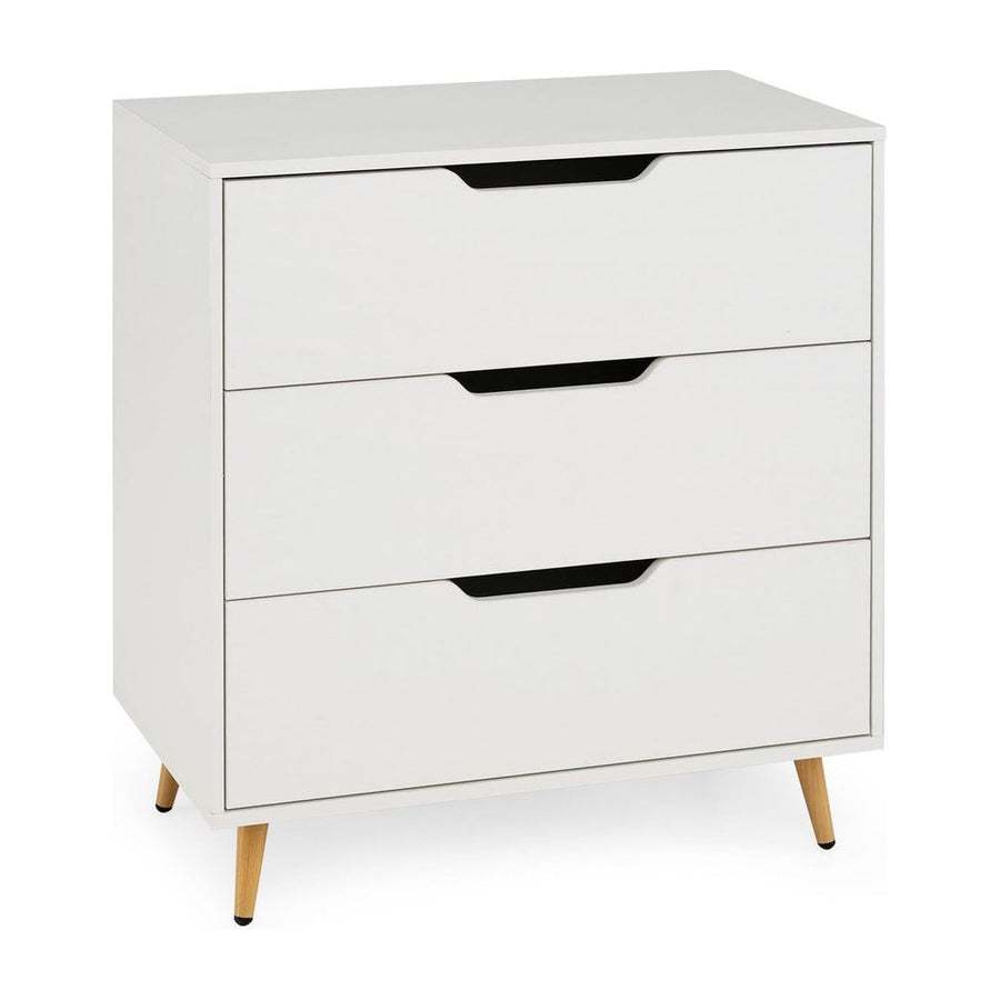 Wooden Nightstand with Anti Tipping Kits and Tall Storage for Living Room-White