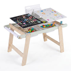 Wooden Sensory Table for Toddlers with Double-Sided Board for Kids-Green