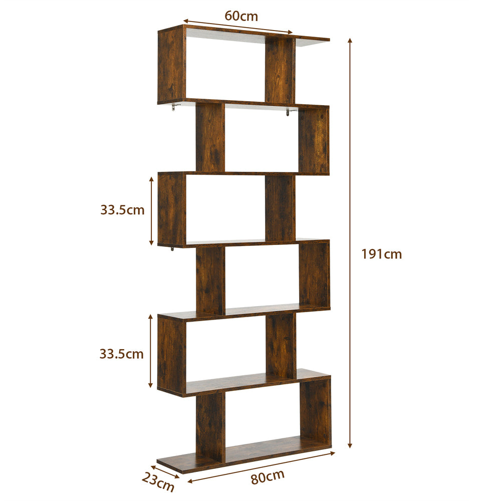 The wooden bookcase with lines showing the height width and depth dimensions