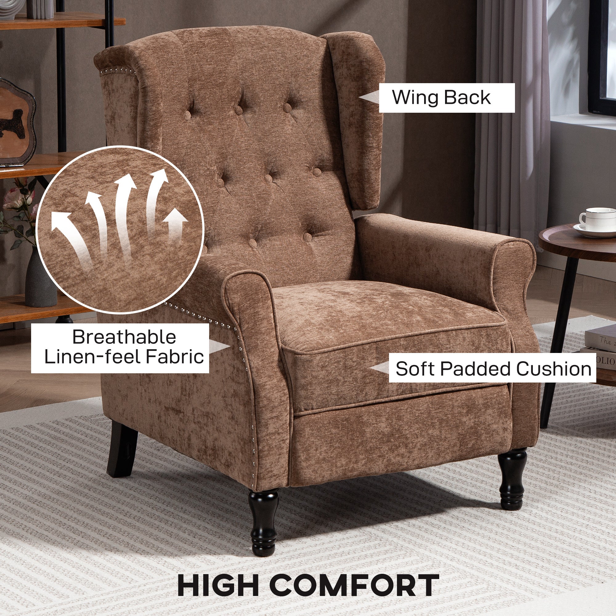 HOMCOM 150√Ç¬∞ Reclining Vintage Armchair, with footrest - Brown