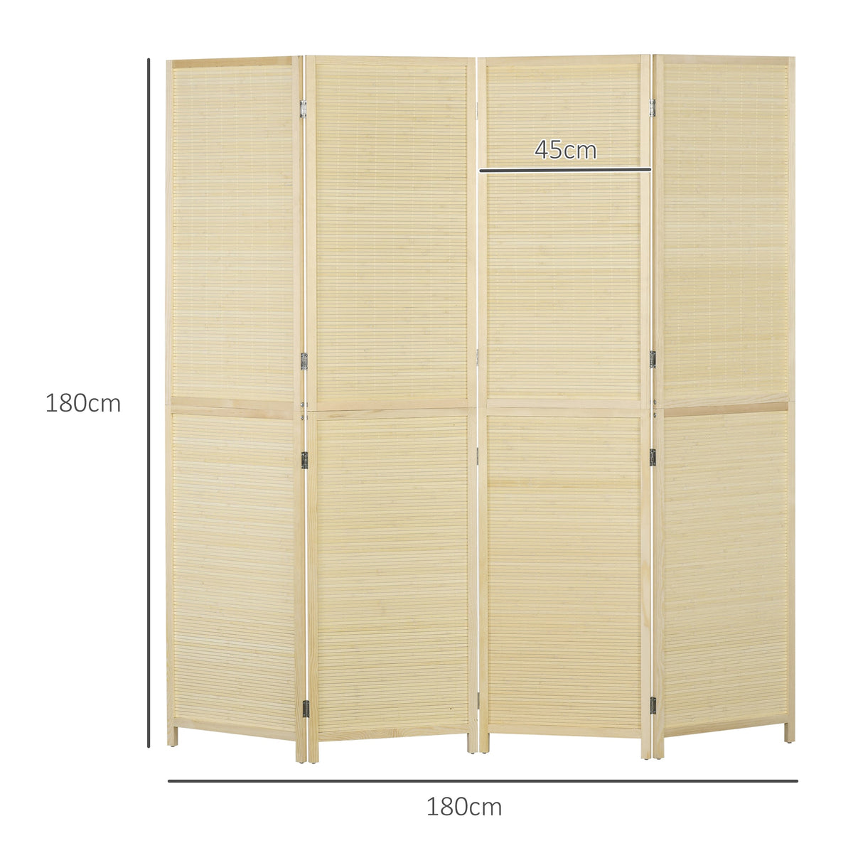 HOMCOM Room Divider, Freestanding Privacy Screen, 4 Panel Folding, 180 x 180cm, Natural