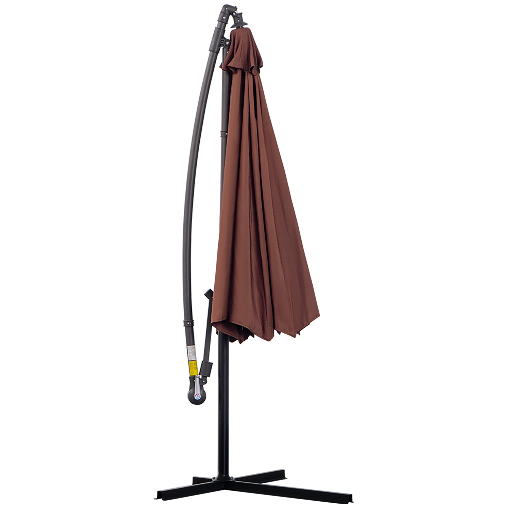 Outsunny 3m Hanging Umbrella Parasol-Coffee
