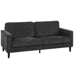 HOMCOM 3 Seater Sofa Button Tufted Upholstered Couch with Wood Legs for Living Room, Dark Grey