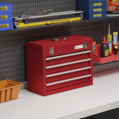 DURHAND Lockable Metal Tool Box, 4 Drawer Tool Chest with Latches, Handle, Ball Bearing Runners, Red - product image 2