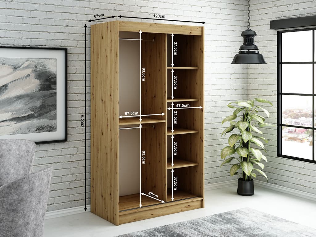 Leto T Sliding Door Wardrobe 120cm - product image 4