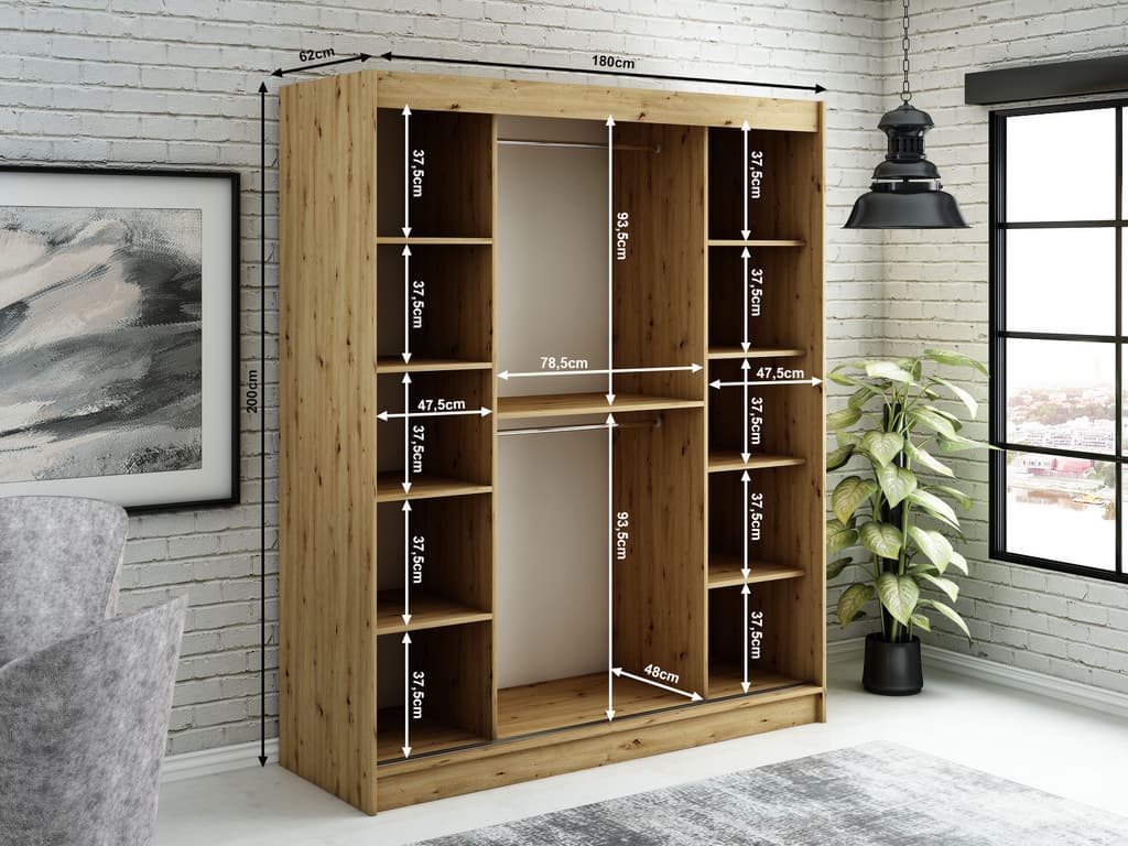 Leto V2 Sliding Door Wardrobe 180cm
