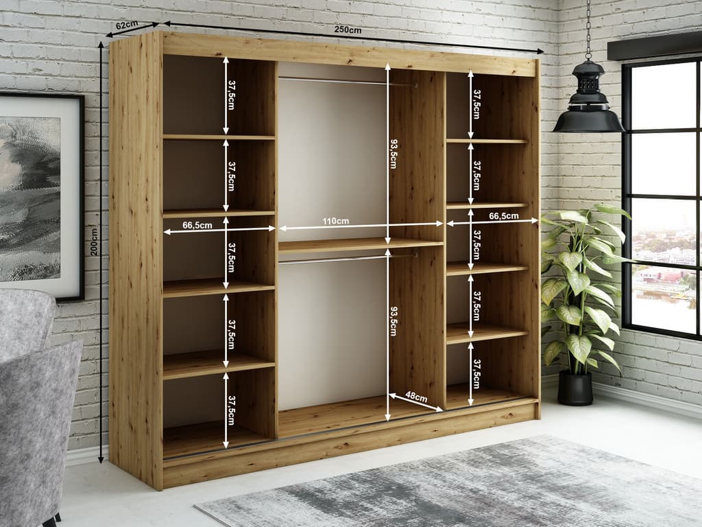 Leto Y1 Sliding Door Wardrobe 250cm