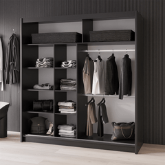 Black Mirrored Sliding Door Wardrobe 203cm – MAYFAIR