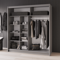Graphite Mirrored Sliding Door Wardrobe 203cm – RADLEY 2