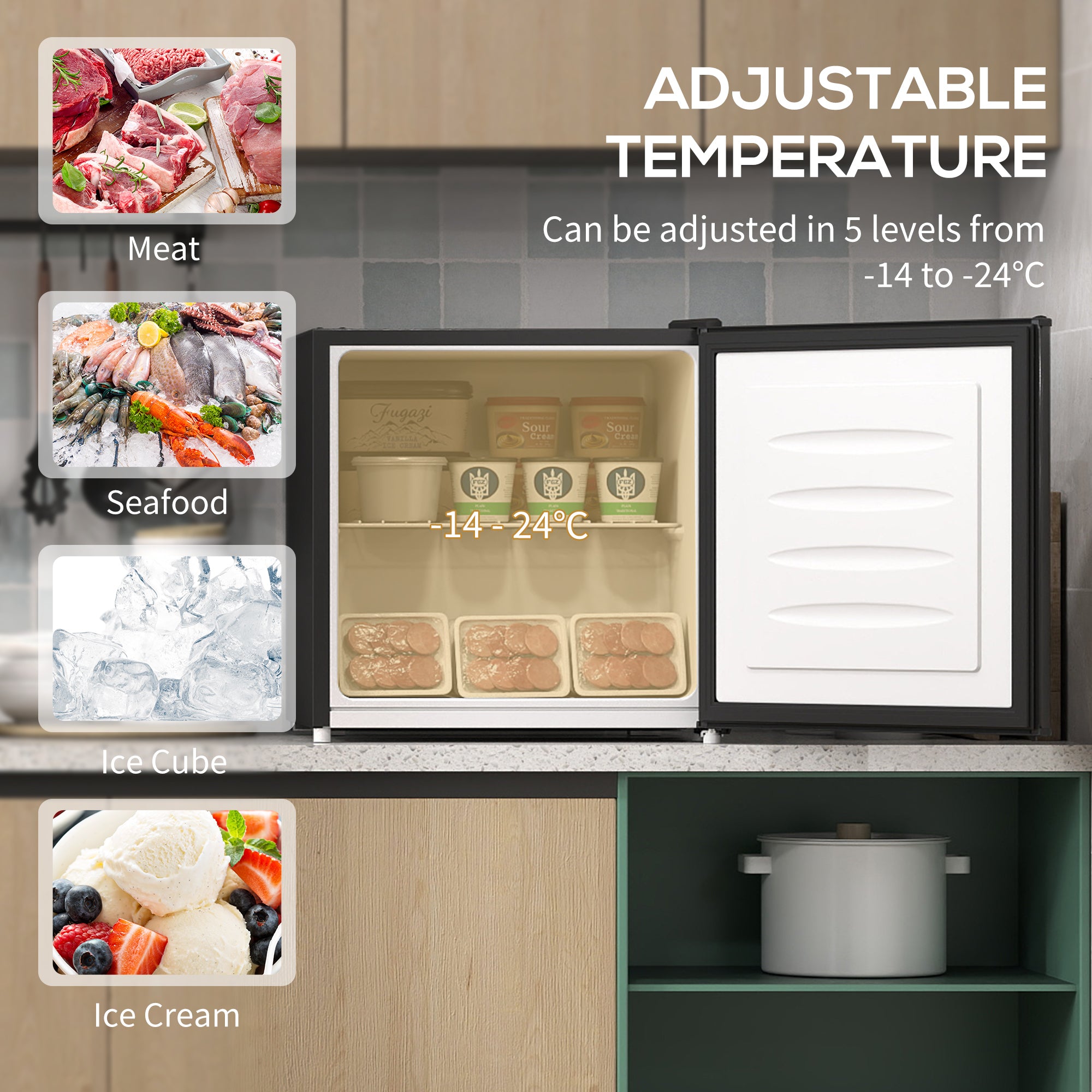 HOMCOM 35L Mini Freezer, -24√¢‚Äû∆í to -14√¢‚Äû∆í Temperature - Black