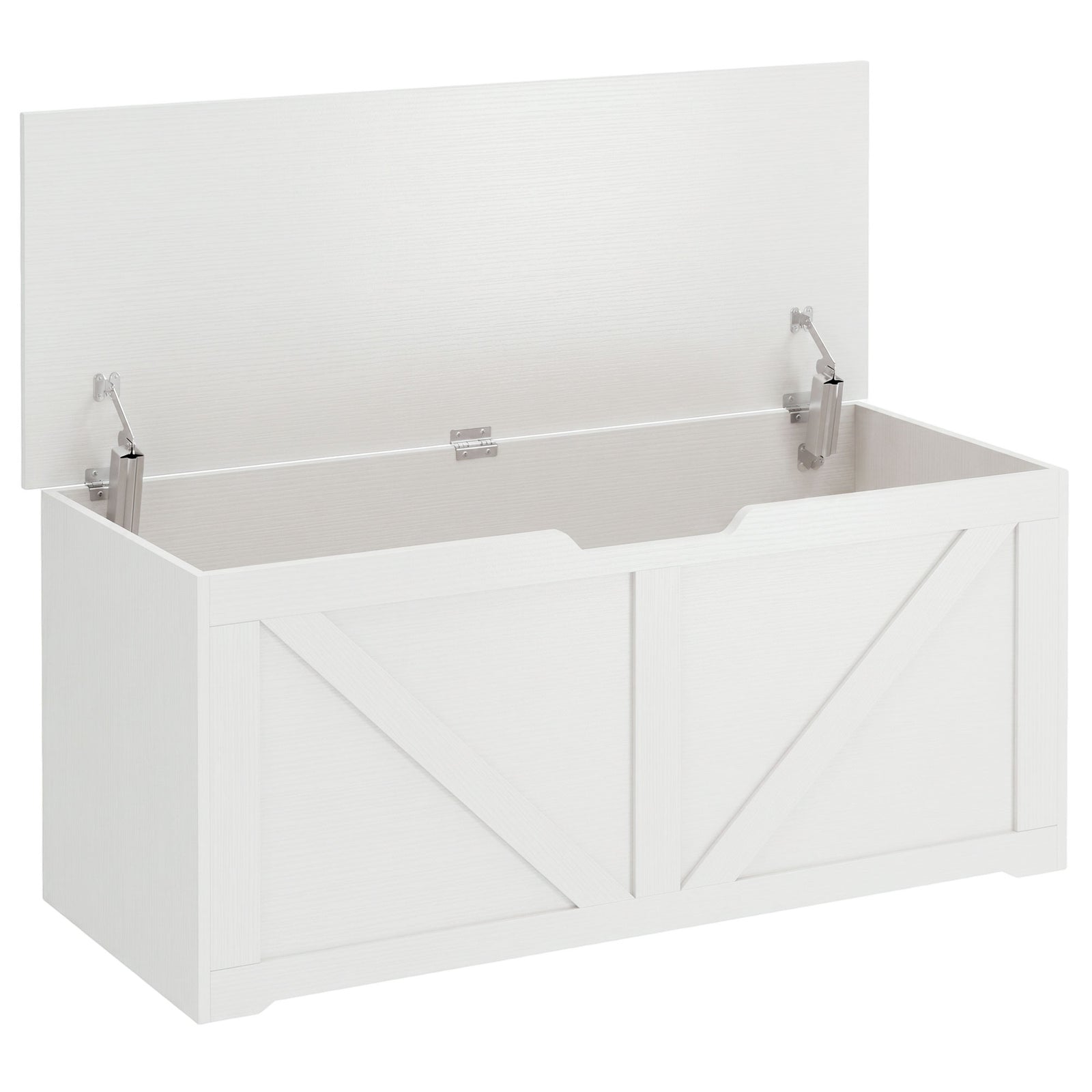 HOMCOM 127L Home Storage Box, with Safety Hinges - White Wood-Effect