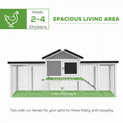 PawHut Large Chicken Coop, Wooden Outdoor Chicken Cage Poultry Hen House with Nesting Box