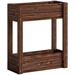 Outsunny 2-Tier Wooden Raised Planter, Raised Garden Bed on Legs with Drainage Holes and Bed Liner, Elevated Garden Planter