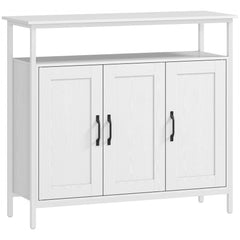 HOMCOM Industrial Kitchen Sideboard with Open Shelf, 2 Cabinets, Adjustable Shelves for Living Room, Dining Room, White