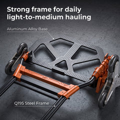 HOMCOM Heavy Duty Foldable Trolley on Wheels, Steel Folding Hand Truck, 75kg, Black and Orange