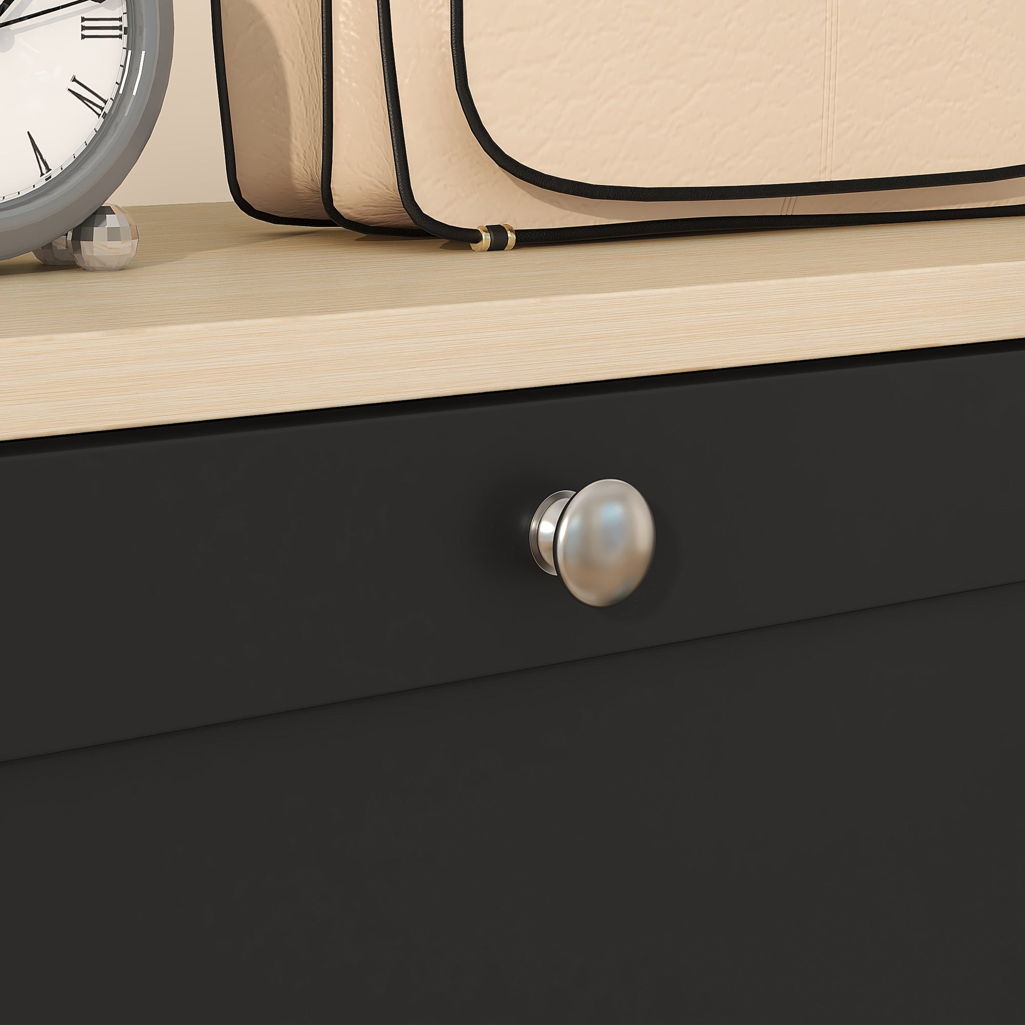 HOMCOM Modern Compact Three-Drawer Shoe Storage Cabinet - Black