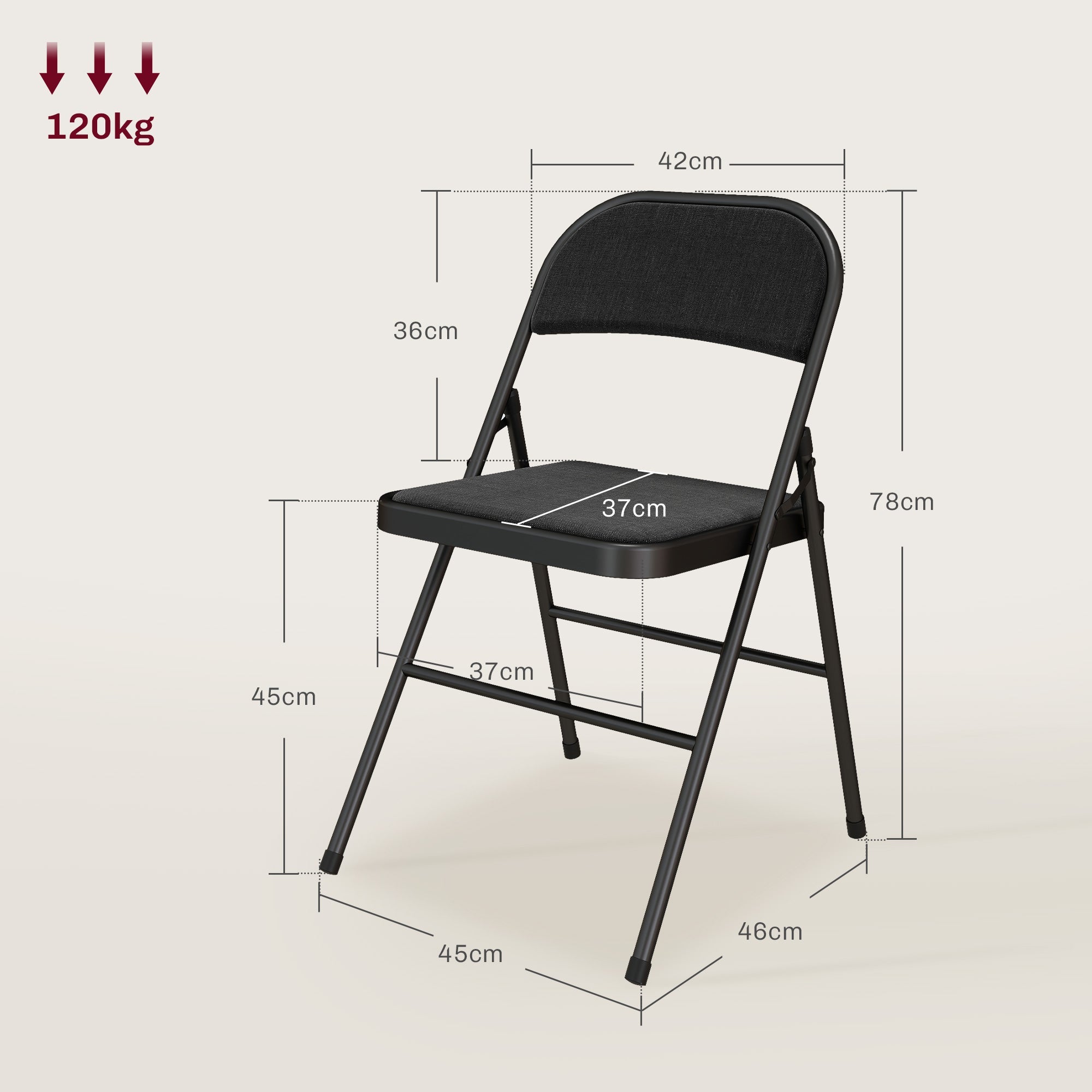 HOMCOM Linen-Look Set of Four Cushioned Folding Chairs - Black