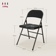 HOMCOM Linen-Look Set of Four Cushioned Folding Chairs - Black