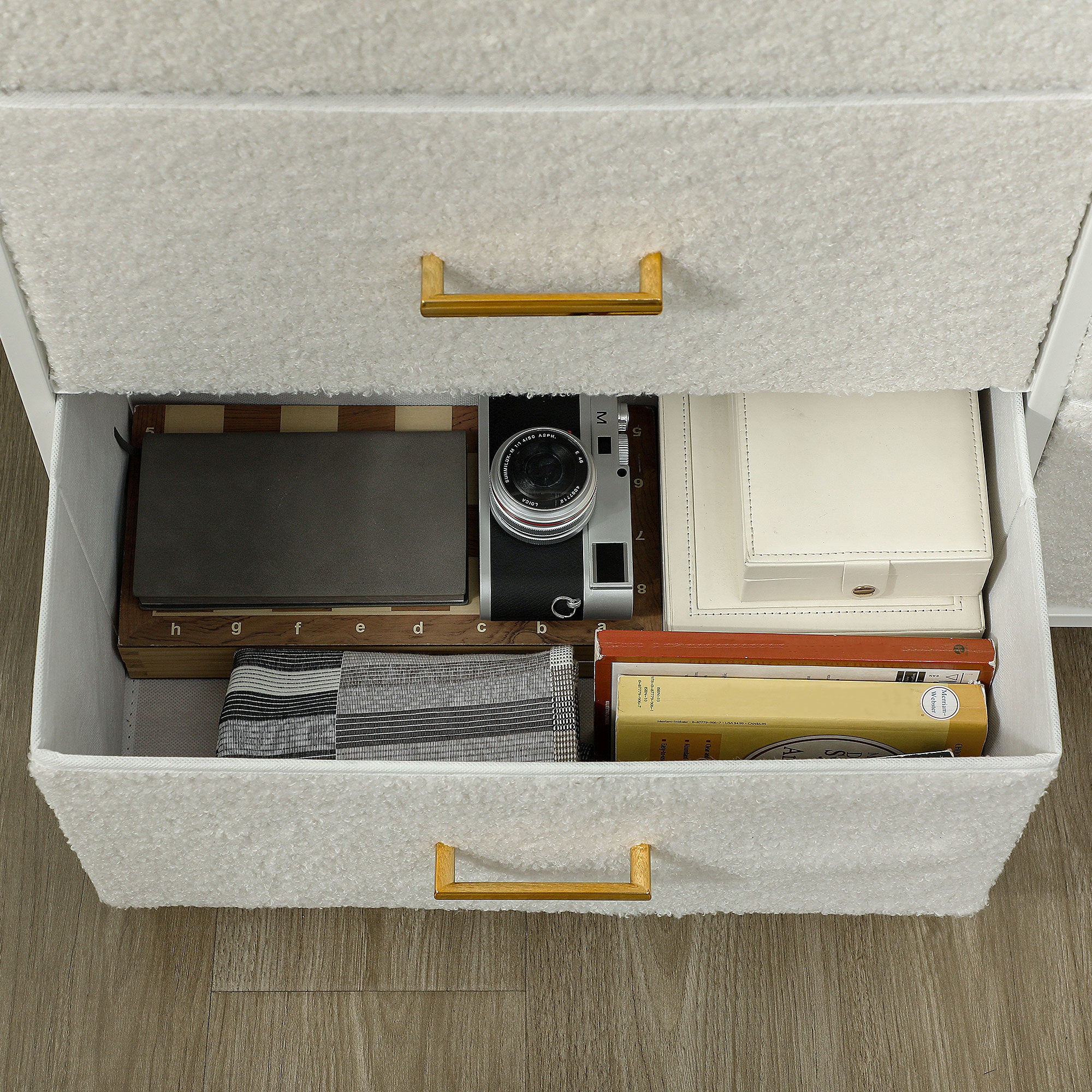 HOMCOM Chest of Drawers with 9 Fabric Drawers, Boucle Storage Organiser with Steel Frame, Fabric Dresser for Bedroom, Living Room, Hallway, Cream White