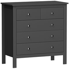HOMCOM 5 Drawer Dresser for Bedroom, Modern Chest of Drawers, Wide Storage Unit for Living Room, Hallway, Black