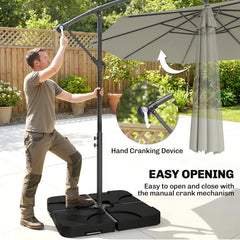 Outsunny 3m Overhanging Parasol, with Base, Weights and Cover - Light Grey