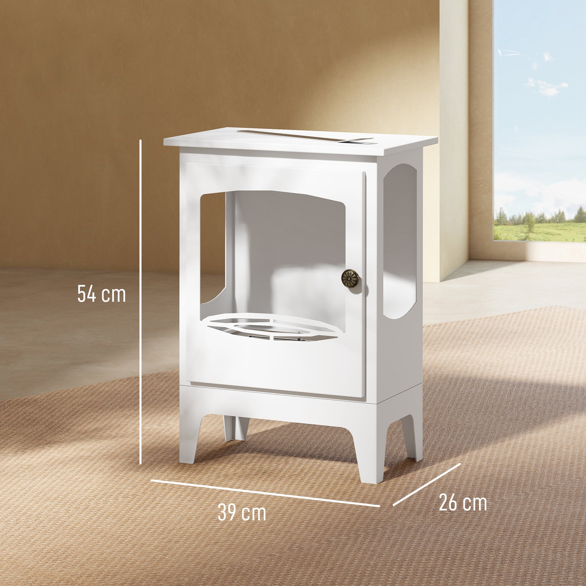 HOMCOM Freestanding Ethanol Fireplace, Steel Bioethanol Fireplace with Stainless Steel Flame Snuffer, 0.9L Tank, 3 Hours Burning Time for Indoor, White