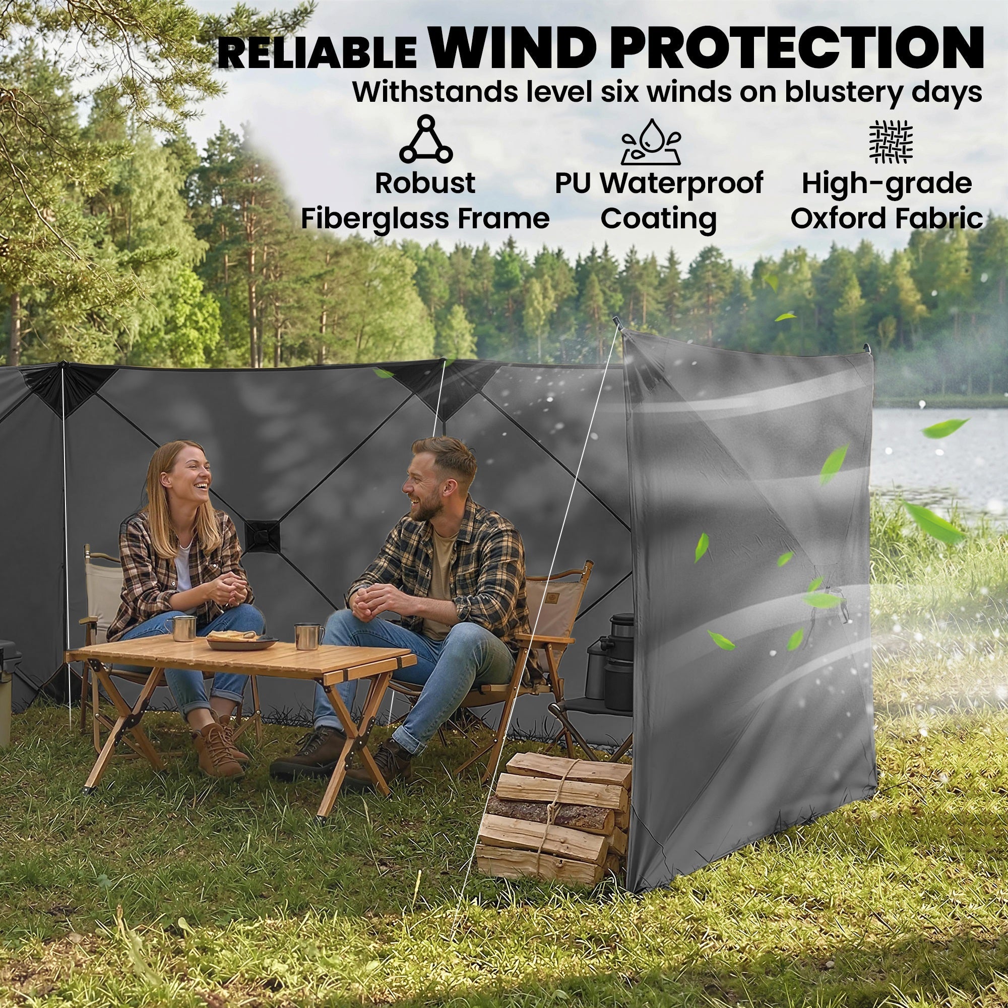 Outsunny Camping Windbreak Pop Up Windbreaker Blocker with Ropes Pegs for Beach Caravan Outdoor 480 x 120 cm