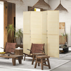 HOMCOM Room Divider, Freestanding Privacy Screen, 4 Panel Folding, 180 x 180cm, Natural